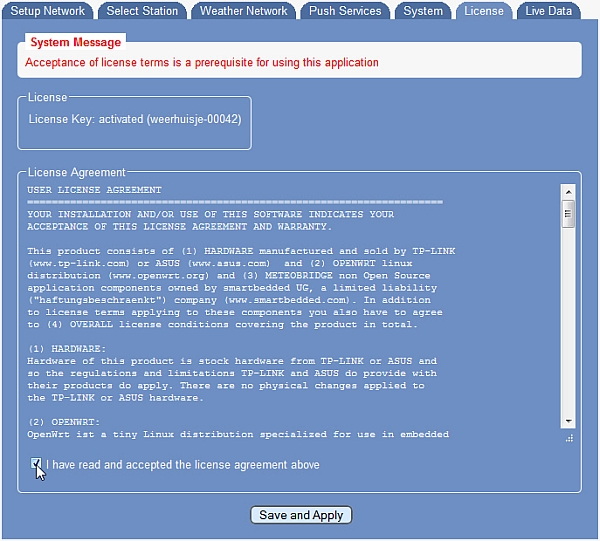 Accepteren van de licentie